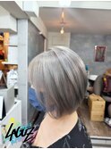 シルバーグレージュ×大人ショート ボブ 【茅ヶ崎髪質改善】