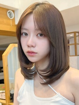 バイオレット 表参道店(Violet) ミディアムレイヤーシャギーカットダークブラウン顔周りカット