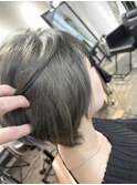 くすみブルー/マッシュショート/暗めカラー/ミニウルフ/ボブ