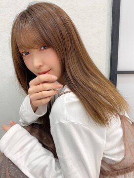 フレーム ヘア ルーム 天王寺駅前店(FRAME hair room) ナチュラルストレート/透けバング/ベージュ