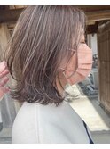 白髪ぼかしナチュラルハイライトで透明感ベージュ