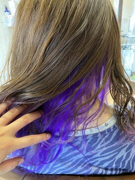 スピンヘアー 亀岡店(Spin hair) パープルインナー×ロングヘア×お洒落カラー