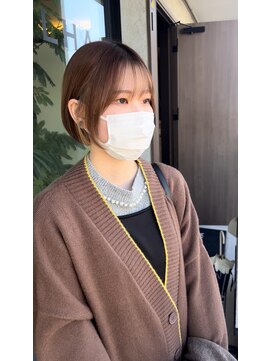 シェルハ(SHELHA) 丸みボブ ナチュラルインナーカラー オレンジベージュ ブリーチ