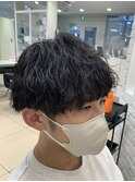 重めマッシュ×波巻きパーマ