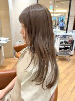 オリーブベージュ ブリーチなしグレージュ ブルベ夏ヘアカラー