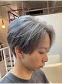 シルバーカラー/グレージュ/刈り上げセンターパート/マッシュ