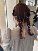 ツインニュアンス編み下ろし金箔アレンジ