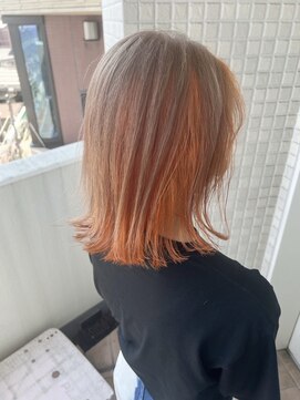 リグ 横浜(Lig.) アンブレラカラーインナーカラーパールベージュコーラルオレンジ