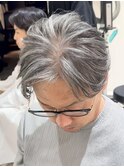 50代40代白髪ぼかしシルバーメッシュバレイヤージュ