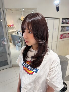 ステラ ヘア デザイン サロン(STELLA hair design salon) セミロングレイヤー顔まわり モーブピンクブラウン 【杉若】