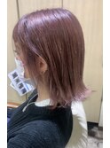 シルキーピンク　シースルーバング　ロブヘア