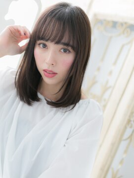 モッズ ヘア 福岡姪浜店(mod's hair) mod's姪浜/シースルー前髪暗髪切りっぱなしミディアムボブディf