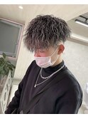 ツイストスパイラルパーマ ホワイトメッシュ
