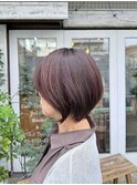 大人ショートボブ/ピンクブラウン
