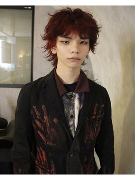 メンズウルフ　ウルフカット　デザインカラー　マッシュウルフ