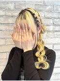 お団子サイドポニー/ウェーブ巻き/ヘアメ/横浜