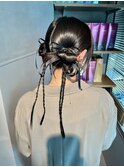 【ツインアレンジ】結婚式銀座お団子カチモリタイトヘアセット