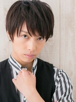 メンズヘア ビーセカンド 草加店(MENS HAIR B-2) 斜めバング決まるダークブラウンリクルートメンズショートW草加