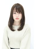 30代・40代黒髪暗髪アッシュ小顔グレージュくびれセミディ