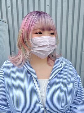 ガルボ ヘアー(garbo hair) シャボン玉カラー 派手カラー 高知美容師 ガルボヘアー 淡濃