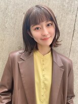 大人かわいい/レイヤーロング/グレーベージュ/前髪パーマ/錦糸町