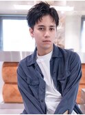 アッシュブラックマッシュパーマ刈り上げツーブロック