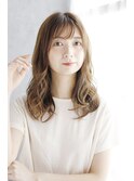 夏美髪質改善アプリコットオレンジハイライトカラーくびれヘア33