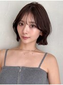 前髪薄めバング大人可愛いシースルーバング外ハネボブ愛され