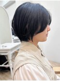 say.ショートボブひし形ショートローズブラウン暗めカラー