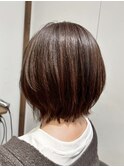 白髪ぼかし馴染ませハイライト/ココアブラウン/ボブ