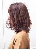 ピンクベージュ_ネイビーカラーフレンチボブ_ba240911