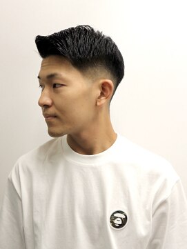 フランクスバーバー アンド ビアークラブ(FRANK'S BARBER and BEER CLUB) 七三オールバックツイストパーマコンマヘアかき上げヘアテクノR