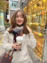 ノク 渋谷(nok)&nbsp;シアベージュセミロングロブ_ダークアッシュチェリーブラウン