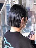 ヲタク(wotaku.)&nbsp;黒髪ボブブルーブラックネイビーカラー切りっぱなしボブ外はね