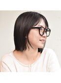 大人気♪丸顔さんでも似合うぷつっとボブ