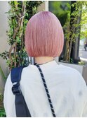 ペールピンク/ラベンダーピンク系ハイトーンカラー/ミニボブ