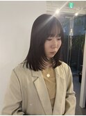 ミディアムレイヤー/簡単スタイリング/赤みのないブラウン