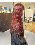 10代20代30代 チェリーレッド ロングパーマ