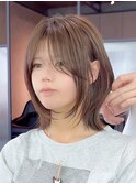 小顔黒髪レイヤーカット×アッシュカラー20代30代40代