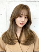 アンブレラカラーミディアムヘアショートカットセミロング50代