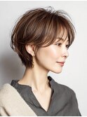 大人可愛い40代50代くびれショートボブ丸みショート