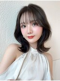 イメチェン/前髪/ミディアムレイヤー/グレージュブラウン