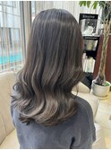 韓国風☆オリーブグレージュ ツヤ髪 ミディアム 鎖骨ミディ ボブ
