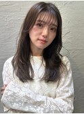 透明感カラー　アッシュブラウン　顔回りレイヤー　ツヤ髪