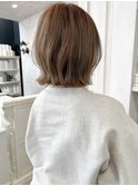 福山市美容室Caaryボブ外ハネボブ透明感ベージュイルミナカラー