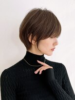 前髪あり耳掛け丸みくびれショートボブ20代30代40代50代（蘭）