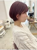 ショートボブ×バイオレットピンク