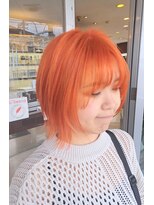 マリーインターナショナル 浦添店(MARIE INTERNATIONAL)&nbsp;ブリーチオレンジベージュハイトーンボブ切りっぱなし外はね