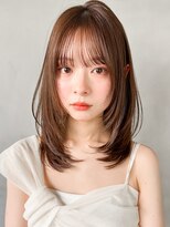 ★くびれヘアアプリコットオレンジ夏ハイライトカラー