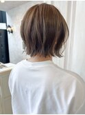 福山市美容室Caaryナチュラル外ハネ切りっぱなしボブ夏ヘア